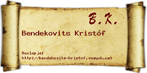 Bendekovits Kristóf névjegykártya
