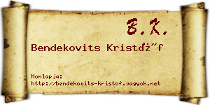 Bendekovits Kristóf névjegykártya
