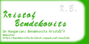 kristof bendekovits business card